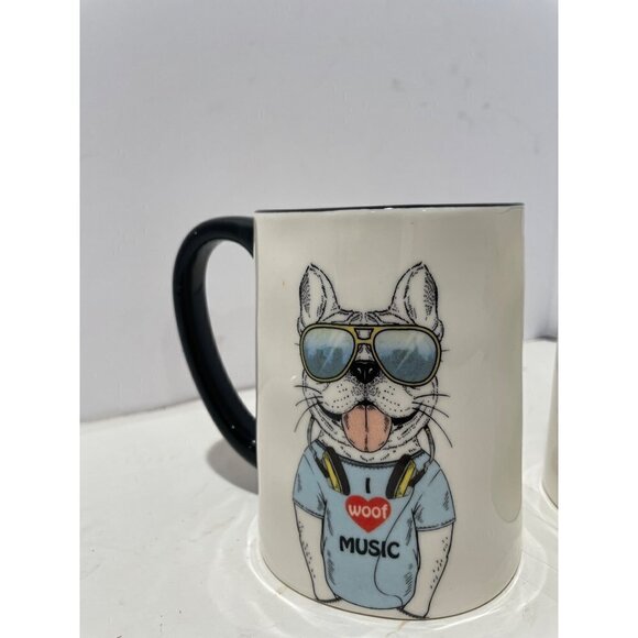 SIGNATURE HOUSEWATES KITHCH CAT AND DOG BLACK WHITE DRINKAWARE HIPTERS MUG 14 OZ - Picture 3 of 8